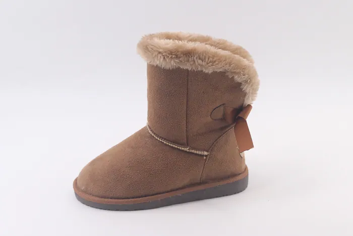 Girls Fur Lined Bow Trim Boot ESG20-147 — H.E.R
